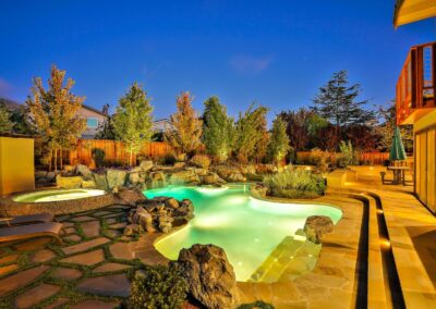 Landscaped backyard with pool