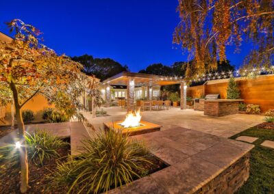 Backyard with firepit and patio