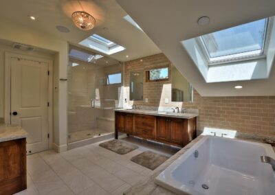 Large bath with glass shower and garden tub