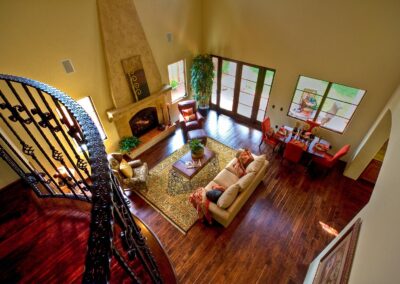 View of living room from landing